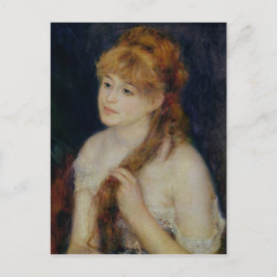 Pierre A Renoir   Jonge vrouw die haar haar haar h Briefkaart