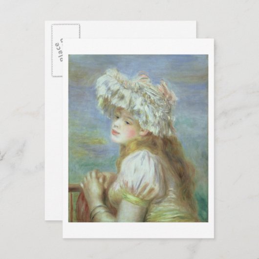 Pierre A Renoir | Jonge vrouw in een pet Briefkaart (Voorkant / Achterkant)