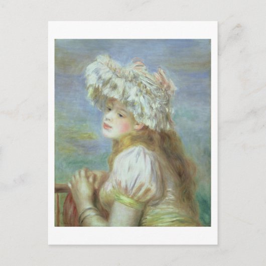 Pierre A Renoir | Jonge vrouw in een pet Briefkaart (Voorkant)