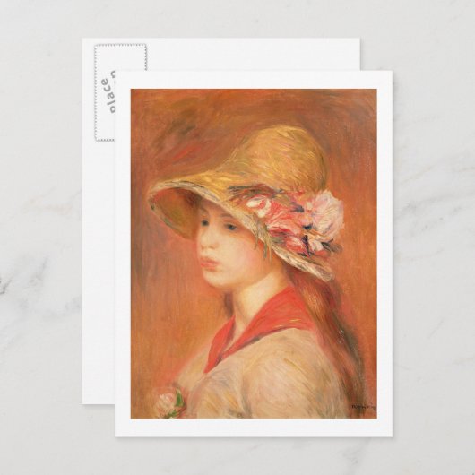 Pierre A Renoir | Jonge vrouw in een Pet Briefkaart (Voorkant / Achterkant)