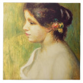 Pierre A Renoir | Jonge vrouw met bloemen aan het  Tegeltje (Voorkant)
