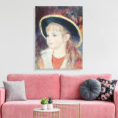Pierre A Renoir | Jongerenmeisje in een blauw Pet Canvas Afdruk (Insitu (Woonkamer))