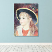 Pierre A Renoir | Jongerenmeisje in een blauw Pet Canvas Afdruk (Insitu (Houten vloer))
