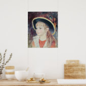 Pierre A Renoir | Jongerenmeisje in een blauw Pet Poster (Keuken)
