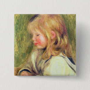 Pierre A Renoir Kind in een witte Shirt Vierkante Button 5,1 Cm