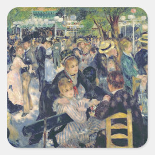 Pierre A Renoir   Kol bij de Moulin de la Galette Vierkante Sticker