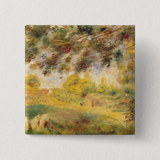 Pierre A Renoir | Landschap van het voorjaar Vierkante Button 5,1 Cm (Voorkant)