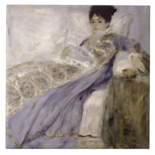 Pierre A Renoir Madame Monet op een sofa Tegeltje