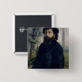 Pierre A Renoir | Portret van Claude Monet Vierkante Button 5,1 Cm (Voorkant /achterkant)