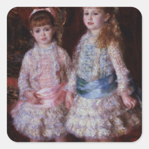 Pierre A Renoir Roze en blauw Vierkante Sticker