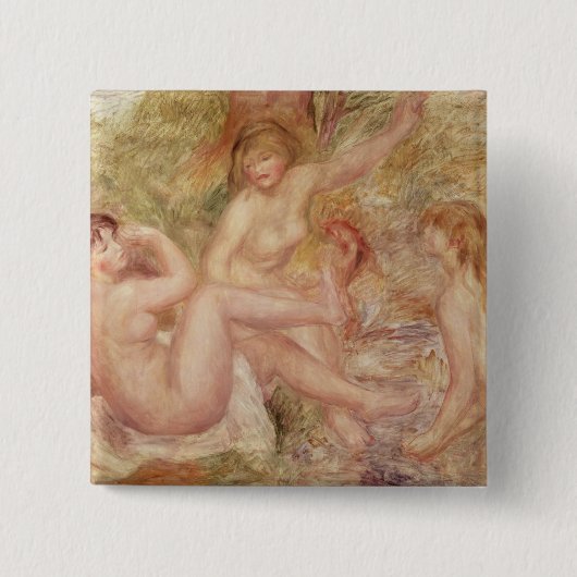 Pierre A Renoir | Studie naar de grote baders Vierkante Button 5,1 Cm (Voorkant)