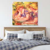 Pierre A Renoir | Twee vrouwen in blauwe blouses Canvas Afdruk (Insitu (Slaapkamer))