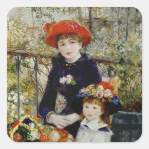 Pierre A Renoir  Twee zussen, of op de Terras Vierkante Sticker