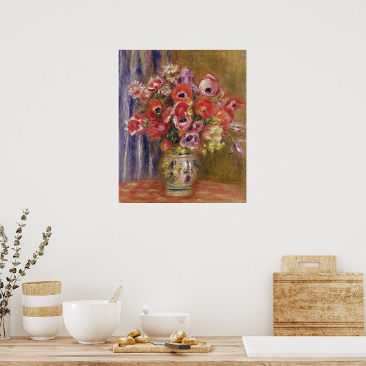 Pierre A Renoir | Vase van Tulpen en annemonen Poster (Keuken)