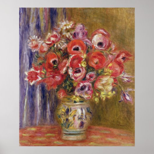 Pierre A Renoir | Vase van Tulpen en annemonen Poster (Voorkant)