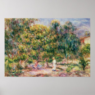 Pierre A Renoir   Vrouw in de tuin van Les Colette Poster