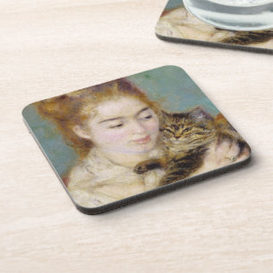 Pierre A Renoir   Vrouw met kat Bier Onderzetter