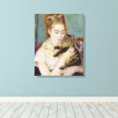 Pierre A Renoir | Vrouw met kat Canvas Afdruk (Insitu (Houten vloer))
