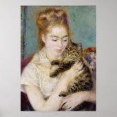 Pierre A Renoir | Vrouw met kat Poster (Voorkant)