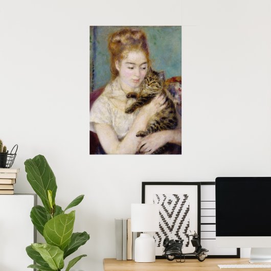 Pierre A Renoir | Vrouw met kat Poster (Thuiskantoor)