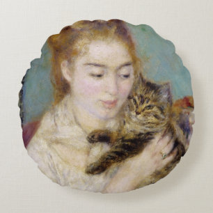 Pierre A Renoir Vrouw met kat Rond Kussen