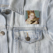Pierre A Renoir | Vrouw met kat Vierkante Button 5,1 Cm (In situ)