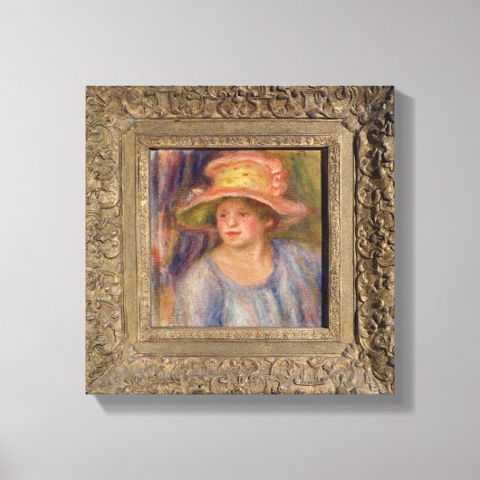 Pierre A Renoir | Vrouw met Pet Canvas Afdruk (Voorkant)