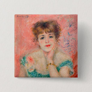 Pierre-Auguste Renoir - Actress Jeanne Samary Vierkante Button 5,1 Cm