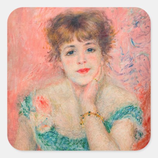 Pierre-Auguste Renoir - Actress Jeanne Samary Vierkante Sticker (Voorkant)