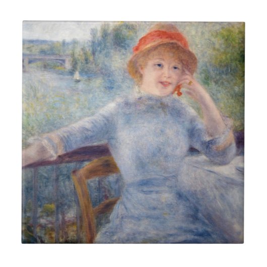 Pierre Auguste Renoir - Alphonsine Fournaise Tegeltje (Voorkant)