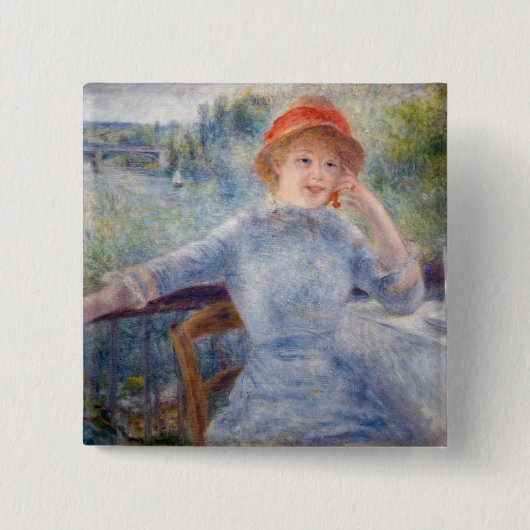 Pierre Auguste Renoir - Alphonsine Fournaise Vierkante Button 5,1 Cm (Voorkant)