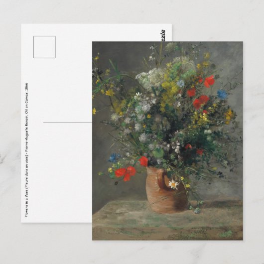 Pierre-Auguste Renoir - Bloemen in een vaas 1866 Briefkaart (Voorkant / Achterkant)
