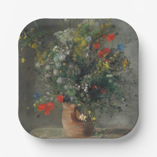 Pierre-Auguste Renoir - Bloemen in een vaas 1866 Papieren Bordje (Voorkant)