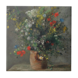 Pierre-Auguste Renoir - Bloemen in een vaas 1866 Tegeltje