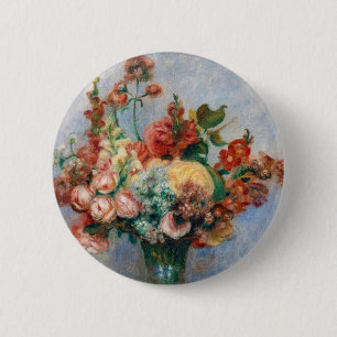 Pierre-Auguste Renoir - Bloemen in een vaas Ronde Button 5,7 Cm