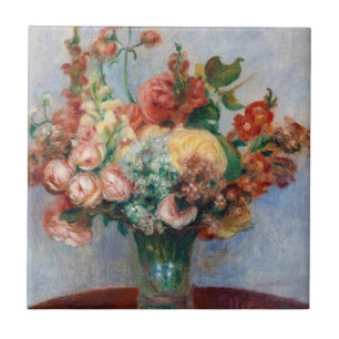 Pierre-Auguste Renoir - Bloemen in een vaas Tegeltje