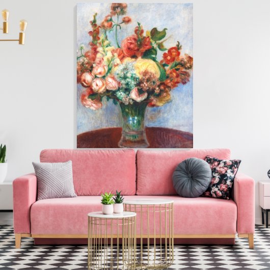 Pierre-Auguste Renoir - Bloemen in een Vase Canvas Afdruk (Insitu (Woonkamer))