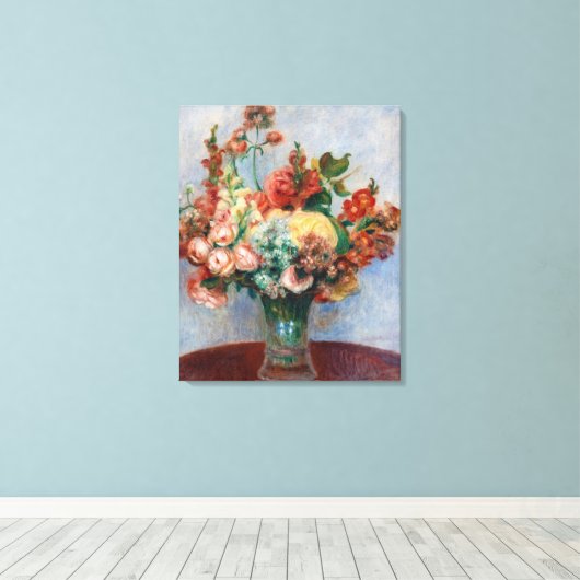Pierre-Auguste Renoir - Bloemen in een Vase Canvas Afdruk (Insitu (Houten vloer))
