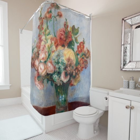 Pierre-Auguste Renoir - Bloemen in een Vase Douchegordijn (In situ)