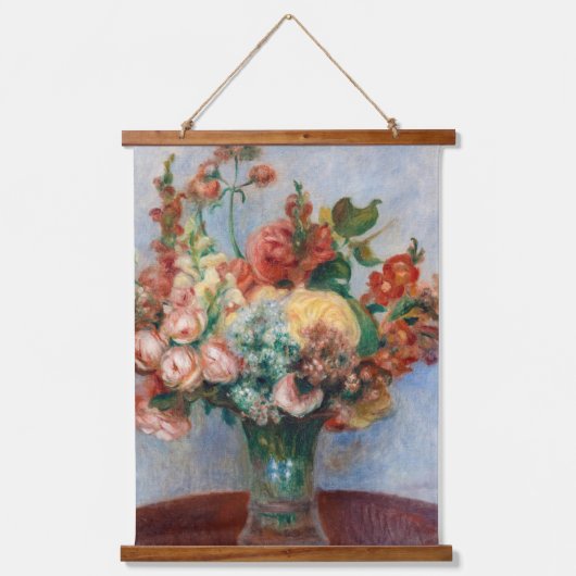 Pierre-Auguste Renoir - Bloemen in een Vase Hangend Wandkleed (Voorkant)