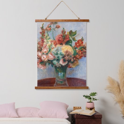 Pierre-Auguste Renoir - Bloemen in een Vase Hangend Wandkleed (Slaapkamer)