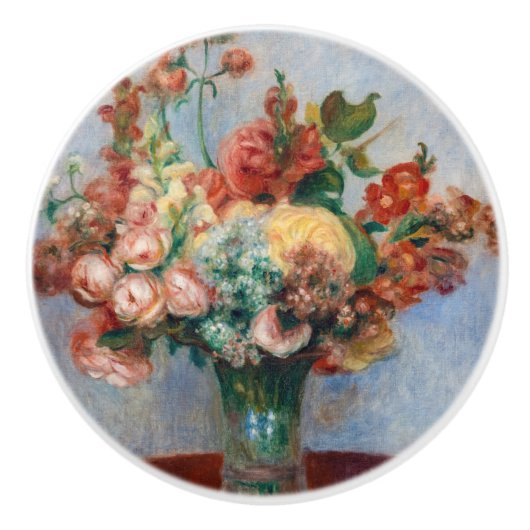 Pierre-Auguste Renoir - Bloemen in een Vase Keramische Knop (Voorkant)