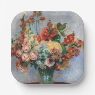 Pierre-Auguste Renoir - Bloemen in een Vase Papieren Bordje