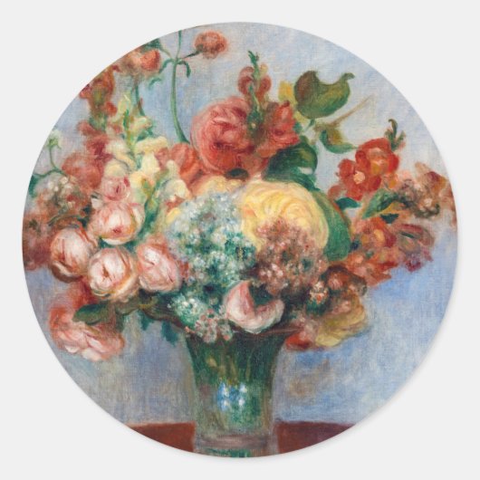 Pierre-Auguste Renoir - Bloemen in een Vase Ronde Sticker (Voorkant)