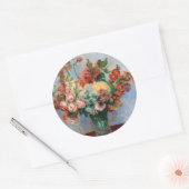Pierre-Auguste Renoir - Bloemen in een Vase Ronde Sticker (Envelop)