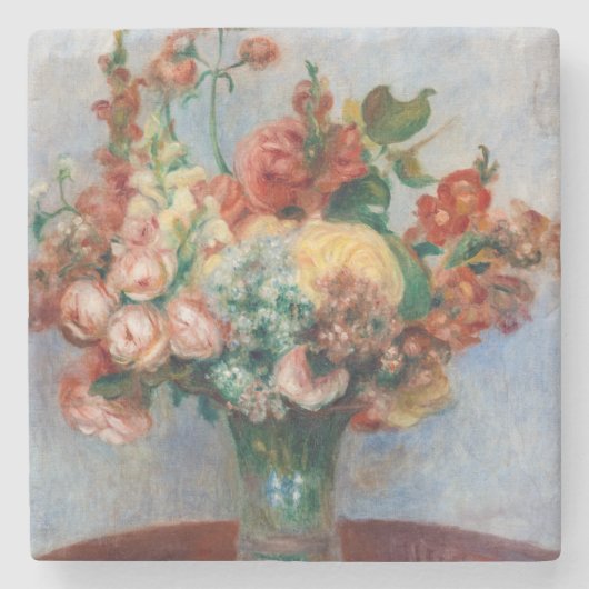 Pierre-Auguste Renoir - Bloemen in een Vase Stenen Onderzetter (Voorkant)