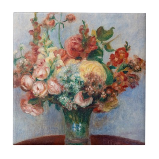 Pierre-Auguste Renoir - Bloemen in een Vase Tegeltje (Voorkant)