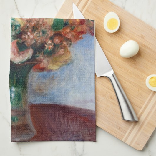Pierre-Auguste Renoir - Bloemen in een Vase Theedoek (Quarter Fold)