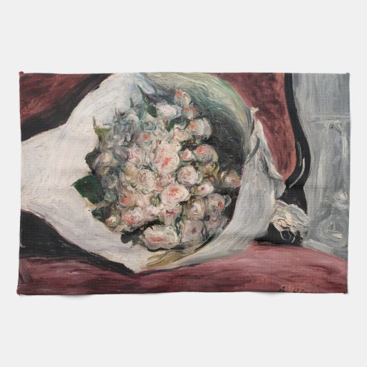 Pierre-Auguste Renoir - Bouquet in een doos Theedoek (Horizontaal)