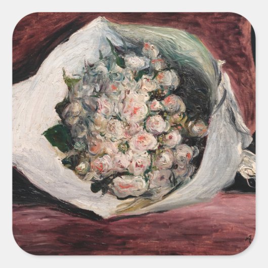 Pierre-Auguste Renoir - Bouquet in een doos Vierkante Sticker (Voorkant)